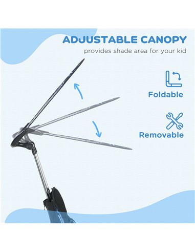 HOMCOM 6 in 1 Tricycle for Kids with 5-point harness straps, Removable Canopy, Blue 370-025V01BU