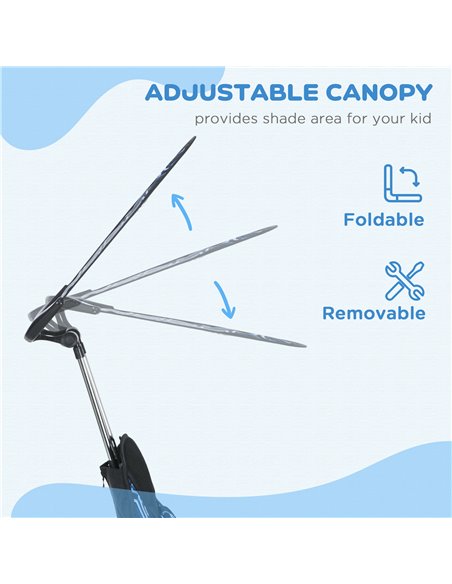 HOMCOM 6 in 1 Tricycle for Kids with 5-point harness straps, Removable Canopy, Blue 370-025V01BU - pic 105654 | FastDaddyshop