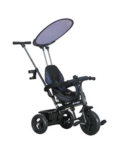 HOMCOM 6 in 1 Tricycle for Kids with 5-point harness straps, Removable Canopy, Dark Blue 370-025V01DB