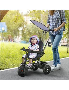 HOMCOM 6 in 1 Tricycle for Kids with 5-point harness straps, Removable Canopy, Dark Blue 370-025V01DB 2
