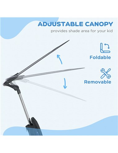 HOMCOM 6 in 1 Tricycle for Kids with 5-point harness straps, Removable Canopy, Dark Blue 370-025V01DB