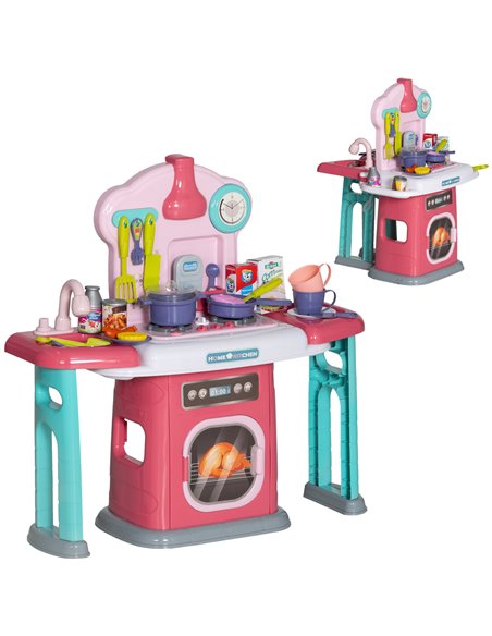 AIYAPLAY 45-Piece Kids Kitchen, Toy Kitchen, with Rotating Side Tables, Lights, Sound Spray 350-159V00MX - pic 105722 | FastDaddyshop