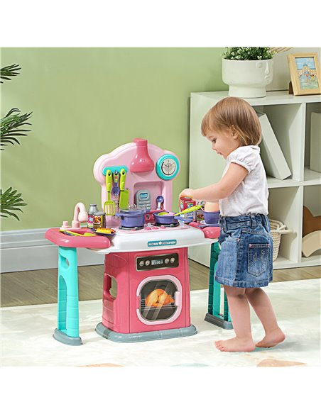 AIYAPLAY 45-Piece Kids Kitchen, Toy Kitchen, with Rotating Side Tables, Lights, Sound Spray 350-159V00MX - pic 105723 | FastDaddyshop