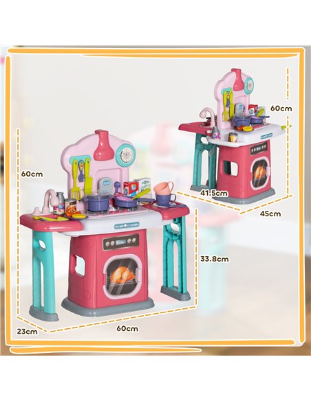 AIYAPLAY 45-Piece Kids Kitchen, Toy Kitchen, with Rotating Side Tables, Lights, Sound Spray 350-159V00MX - pic 105724 | FastDaddyshop