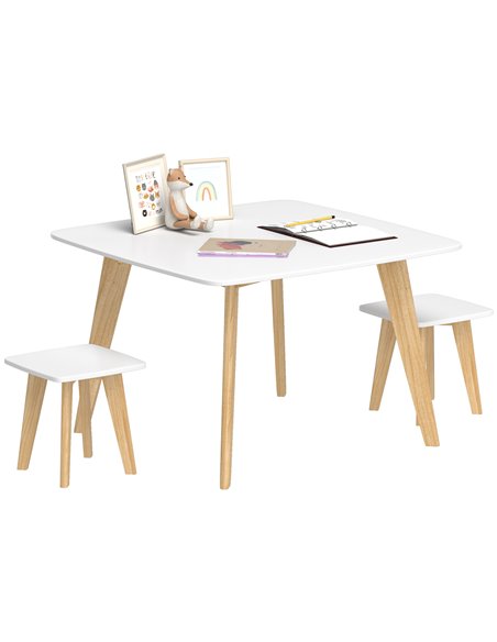 AIYAPLAY Kids Table and Chair Set, 3-Piece Toddler Furniture Set for Playroom, Bedroom, Ages 3-8 Years, White 312-125V80WT - pic 105731 | FastDaddyshop