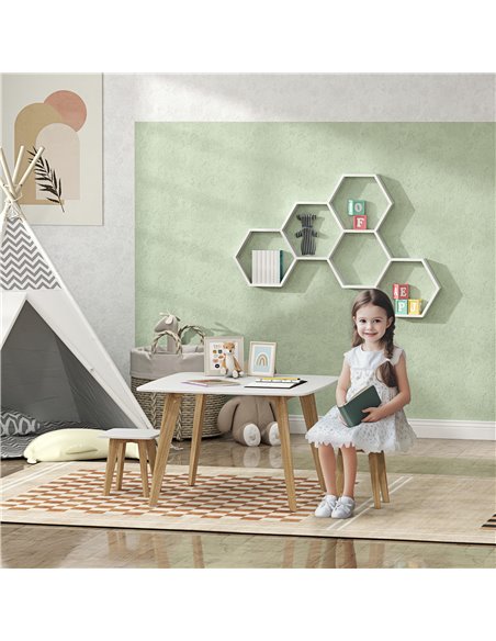 AIYAPLAY Kids Table and Chair Set, 3-Piece Toddler Furniture Set for Playroom, Bedroom, Ages 3-8 Years, White 312-125V80WT - pic 105732 | FastDaddyshop