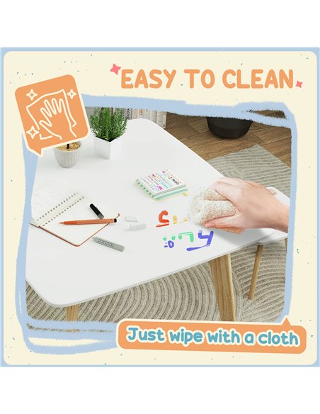 AIYAPLAY Kids Table and Chair Set, 3-Piece Toddler Furniture Set for Playroom, Bedroom, Ages 3-8 Years, White 312-125V80WT - pic 105737 | FastDaddyshop