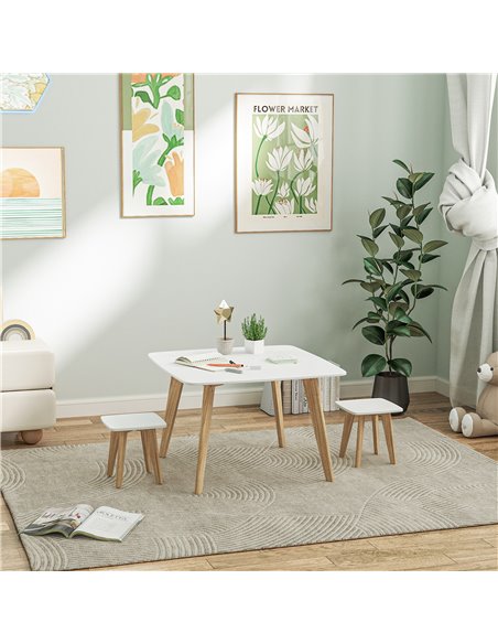 AIYAPLAY Kids Table and Chair Set, 3-Piece Toddler Furniture Set for Playroom, Bedroom, Ages 3-8 Years, White 312-125V80WT - pic 105738 | FastDaddyshop