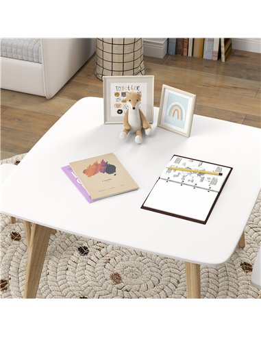 AIYAPLAY Kids Table and Chair Set, 3-Piece Toddler Furniture Set for Playroom, Bedroom, Ages 3-8 Years, White 312-125V80WT