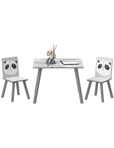 ZONEKIZ Kids Table and Chair Set, Toddler Table with 2 Chairs, Toddler Furniture Set, for Ages 3-8 Years - Grey 312-102V00GY