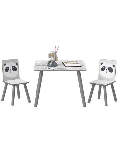 ZONEKIZ Kids Table and Chair Set, Toddler Table with 2 Chairs, Toddler Furniture Set, for Ages 3-8 Years - Grey 312-102V00GY - pic 105749 | FastDaddyshop