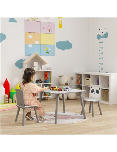 ZONEKIZ Kids Table and Chair Set, Toddler Table with 2 Chairs, Toddler Furniture Set, for Ages 3-8 Years - Grey 312-102V00GY