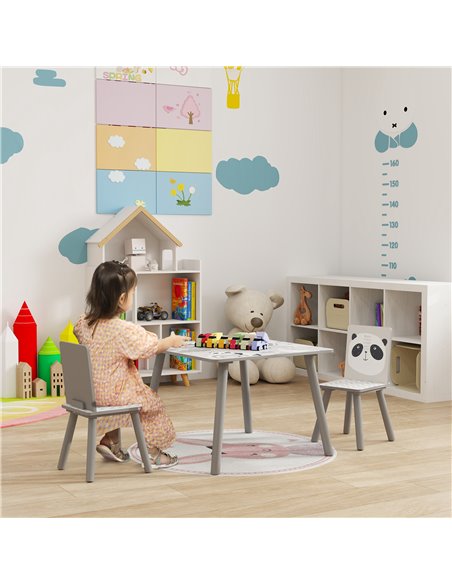 ZONEKIZ Kids Table and Chair Set, Toddler Table with 2 Chairs, Toddler Furniture Set, for Ages 3-8 Years - Grey 312-102V00GY - pic 105750 | FastDaddyshop