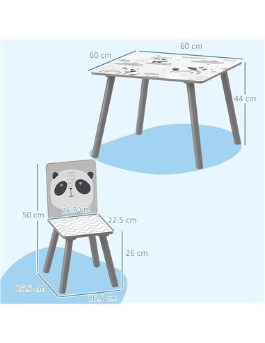 ZONEKIZ Kids Table and Chair Set, Toddler Table with 2 Chairs, Toddler Furniture Set, for Ages 3-8 Years - Grey 312-102V00GY