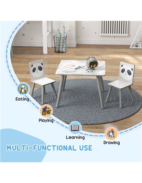 ZONEKIZ Kids Table and Chair Set, Toddler Table with 2 Chairs, Toddler Furniture Set, for Ages 3-8 Years - Grey 312-102V00GY - pic 105752 | FastDaddyshop