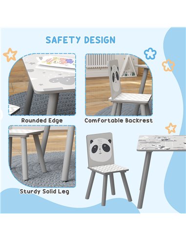 ZONEKIZ Kids Table and Chair Set, Toddler Table with 2 Chairs, Toddler Furniture Set, for Ages 3-8 Years - Grey 312-102V00GY