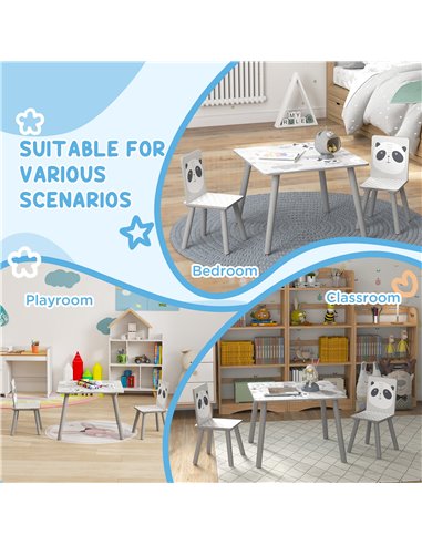 ZONEKIZ Kids Table and Chair Set, Toddler Table with 2 Chairs, Toddler Furniture Set, for Ages 3-8 Years - Grey 312-102V00GY