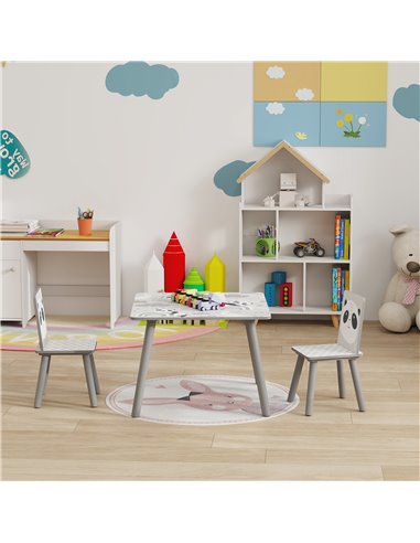 ZONEKIZ Kids Table and Chair Set, Toddler Table with 2 Chairs, Toddler Furniture Set, for Ages 3-8 Years - Grey 312-102V00GY
