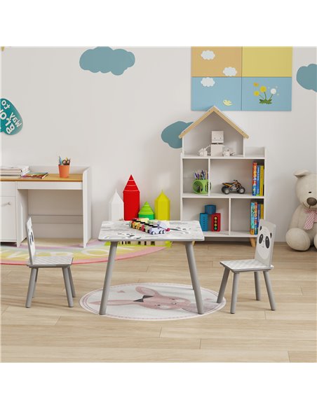 ZONEKIZ Kids Table and Chair Set, Toddler Table with 2 Chairs, Toddler Furniture Set, for Ages 3-8 Years - Grey 312-102V00GY - pic 105757 | FastDaddyshop