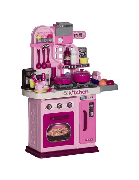 AIYAPLAY Kids Kitchen with 33 Pieces, Lights, Sounds, Storage, for Ages 3-6 Years, Pink 350-170V00PK - pic 105758 | FastDaddyshop