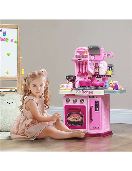 AIYAPLAY Kids Kitchen with 33 Pieces, Lights, Sounds, Storage, for Ages 3-6 Years, Pink 350-170V00PK - pic 105759 | FastDaddyshop