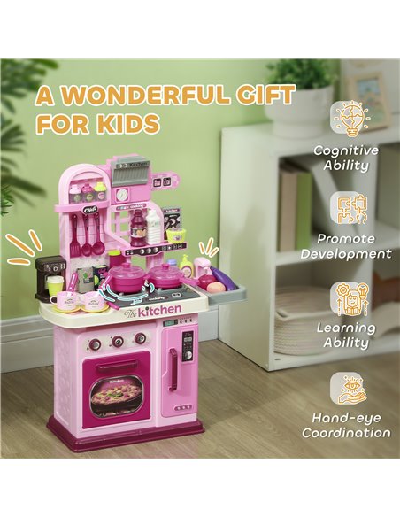 AIYAPLAY Kids Kitchen with 33 Pieces, Lights, Sounds, Storage, for Ages 3-6 Years, Pink 350-170V00PK - pic 105765 | FastDaddyshop