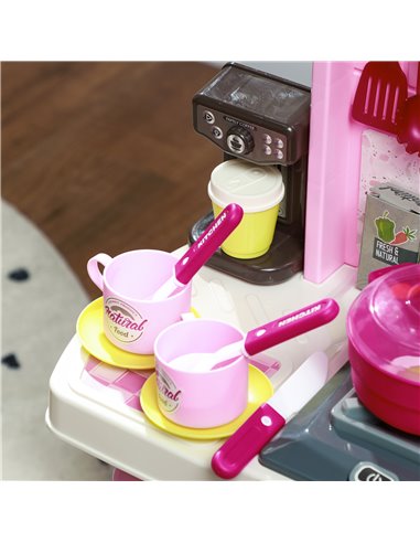 AIYAPLAY Kids Kitchen with 33 Pieces, Lights, Sounds, Storage, for Ages 3-6 Years, Pink 350-170V00PK