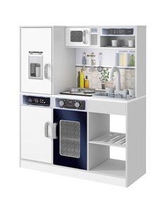 AIYAPLAY Pretend Play Toy Kitchen, Kids Kitchen Playset w/ Sounds and Lights Running Water, Coffee Maker, Refrigerator 350-173V8