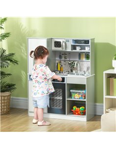 AIYAPLAY Pretend Play Toy Kitchen, Kids Kitchen Playset w/ Sounds and Lights Running Water, Coffee Maker, Refrigerator 350-173V8 2