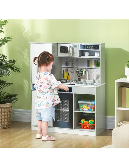 AIYAPLAY Pretend Play Toy Kitchen, Kids Kitchen Playset w/ Sounds and Lights Running Water, Coffee Maker, Refrigerator 350-173V8 - pic 105768 | FastDaddyshop