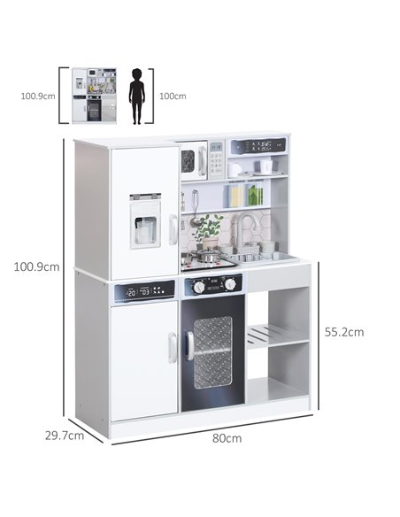 AIYAPLAY Pretend Play Toy Kitchen, Kids Kitchen Playset w/ Sounds and Lights Running Water, Coffee Maker, Refrigerator 350-173V8 - pic 105769 | FastDaddyshop
