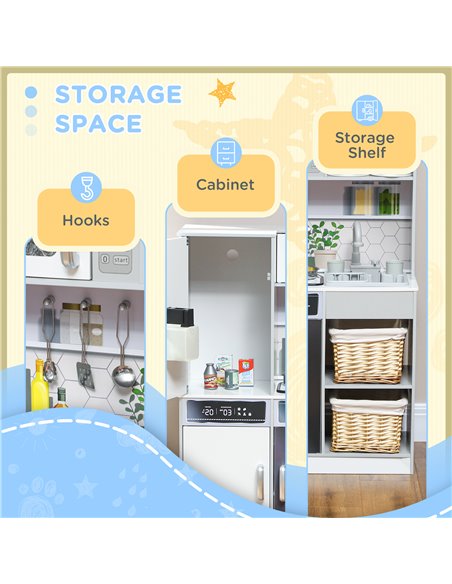 AIYAPLAY Pretend Play Toy Kitchen, Kids Kitchen Playset w/ Sounds and Lights Running Water, Coffee Maker, Refrigerator 350-173V8 - pic 105774 | FastDaddyshop