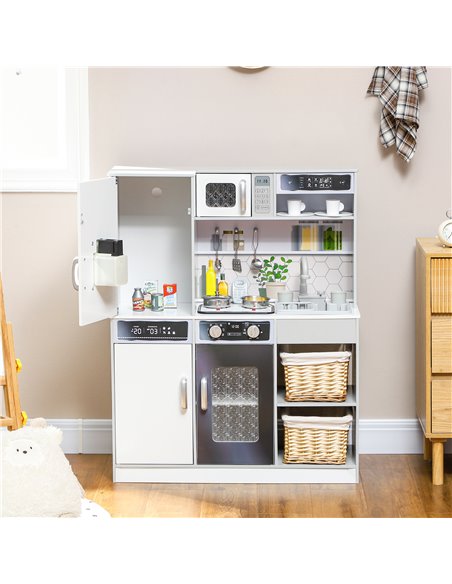 AIYAPLAY Pretend Play Toy Kitchen, Kids Kitchen Playset w/ Sounds and Lights Running Water, Coffee Maker, Refrigerator 350-173V8 - pic 105775 | FastDaddyshop