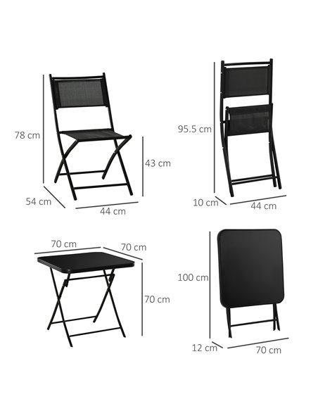 Outsunny 3 Pieces Garden Dining Set Bistro Set, Folding Patio Table and 2 Chairs, Outdoor Furniture Set for Backyard and Porch,  - pic 10578 | FastDaddyshop