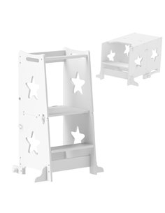 AIYAPLAY 2 in 1 Toddler Step Stool with Safety Rail for Kitchen, Bathroom, White 315-005V80WT