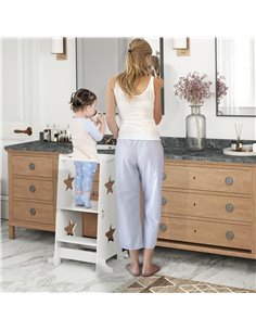 AIYAPLAY 2 in 1 Toddler Step Stool with Safety Rail for Kitchen, Bathroom, White 315-005V80WT 2