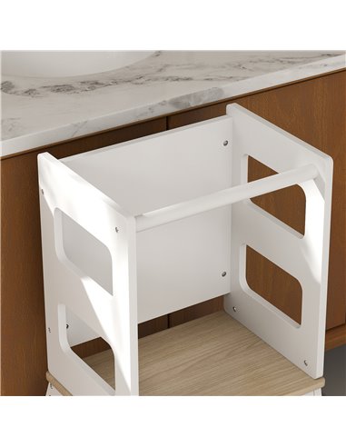 AIYAPLAY 2 in 1 Toddler Tower with Chalkboard, Safety Rail, for Kitchen, Counter, Bathroom, Sink, White 315-002V80WT