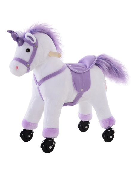 HOMCOM Kids Rocking Horse Plush Ride on Walking Unicorn Horse w/Realistic Sound  Ride On Rocker with Handlebar for Age 3+ Purple - pic 105803 | FastDaddyshop