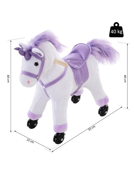 HOMCOM Kids Rocking Horse Plush Ride on Walking Unicorn Horse w/Realistic Sound  Ride On Rocker with Handlebar for Age 3+ Purple - pic 105805 | FastDaddyshop