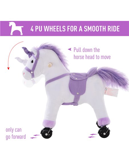 HOMCOM Kids Rocking Horse Plush Ride on Walking Unicorn Horse w/Realistic Sound  Ride On Rocker with Handlebar for Age 3+ Purple - pic 105806 | FastDaddyshop