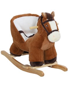 AIYAPLAY Kids Rocking Horse, Plush Ride on Horse, with Sound, Wood Base, for Ages 18-36 Months, Brown 330-168V00BN