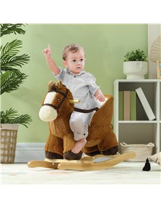 AIYAPLAY Kids Rocking Horse, Plush Ride on Horse, with Sound, Wood Base, for Ages 18-36 Months, Brown 330-168V00BN 2