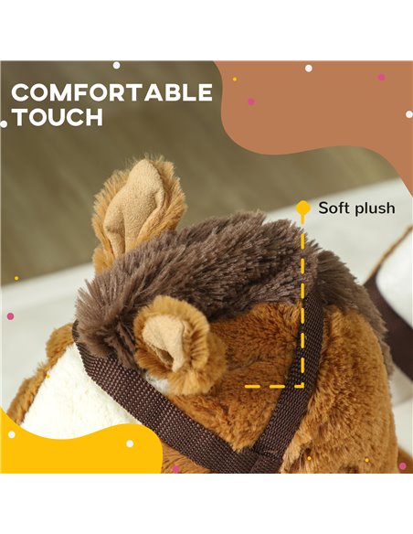 AIYAPLAY Kids Rocking Horse, Plush Ride on Horse, with Sound, Wood Base, for Ages 18-36 Months, Brown 330-168V00BN - pic 105816 | FastDaddyshop