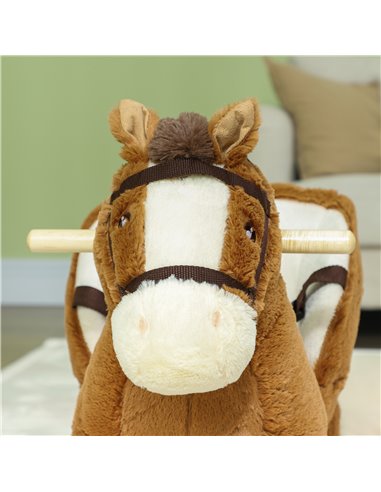 AIYAPLAY Kids Rocking Horse, Plush Ride on Horse, with Sound, Wood Base, for Ages 18-36 Months, Brown 330-168V00BN