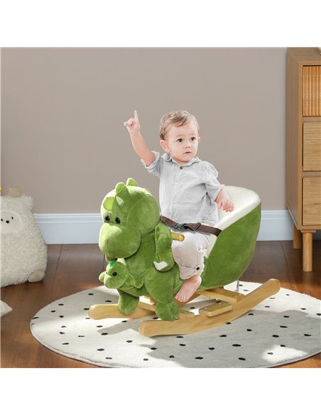 AIYAPLAY Dinosaur-Shaped Baby Rocking Horse w/ Safety Belt, 32 Songs 330-172V00GN - pic 105822 | FastDaddyshop
