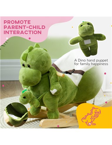 AIYAPLAY Dinosaur-Shaped Baby Rocking Horse w/ Safety Belt, 32 Songs 330-172V00GN