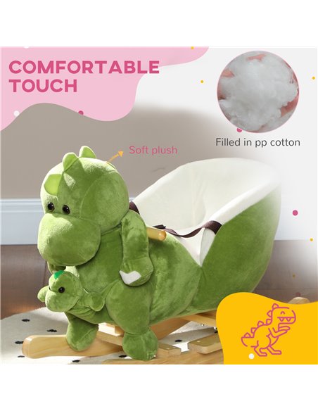 AIYAPLAY Dinosaur-Shaped Baby Rocking Horse w/ Safety Belt, 32 Songs 330-172V00GN - pic 105827 | FastDaddyshop