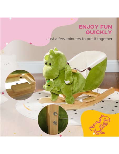 AIYAPLAY Dinosaur-Shaped Baby Rocking Horse w/ Safety Belt, 32 Songs 330-172V00GN - pic 105828 | FastDaddyshop