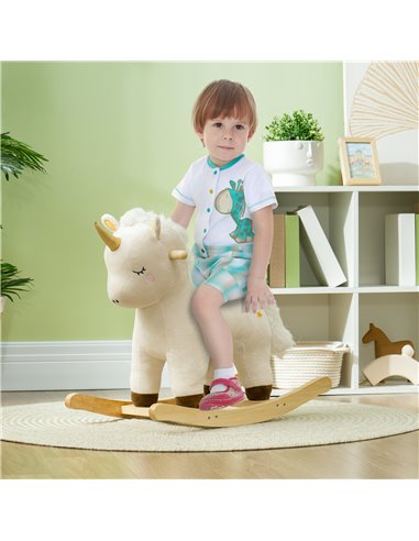 AIYAPLAY Rocking Horse with Unicorn Design, Sounds, for Ages 2-4 Years, White 330-178V00WT
