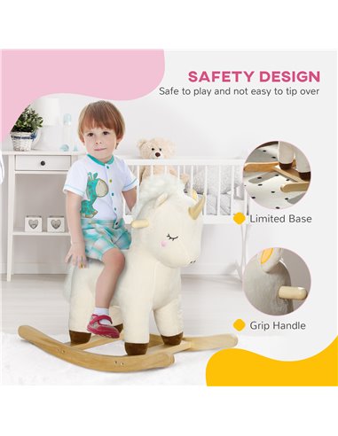 AIYAPLAY Rocking Horse with Unicorn Design, Sounds, for Ages 2-4 Years, White 330-178V00WT